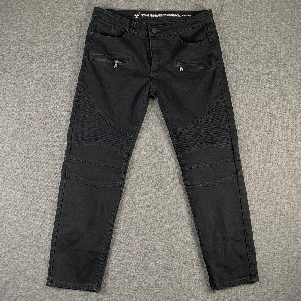Versace 19-69 Italia Abbigliamento Sportivo SRL Jeans Men 34x28 Black Moto Milan